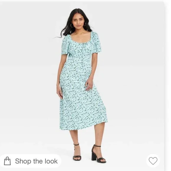 Floral Blue Midi Dress - Picture 4 of 7